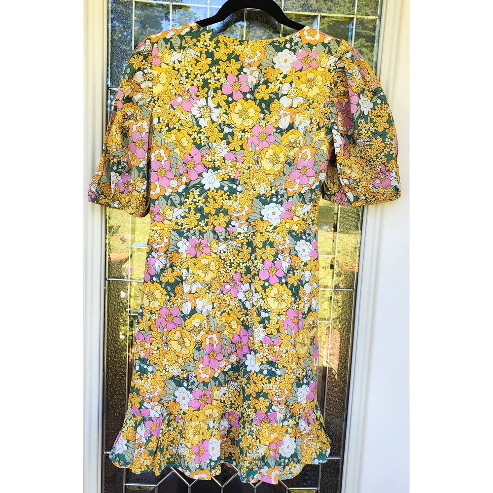 NWT Rahi Anthropologie XL 100% Cotton Dress Lining Floral Puff Sleeve Mini Dress - Picture 9 of 12